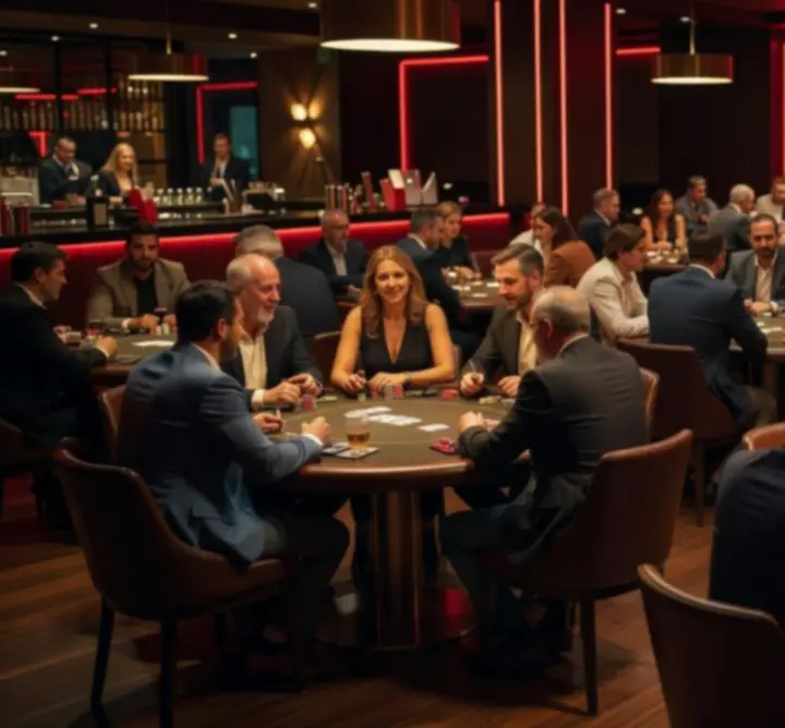 Dynamiczny widok sali pokerowej w klubie nocnym