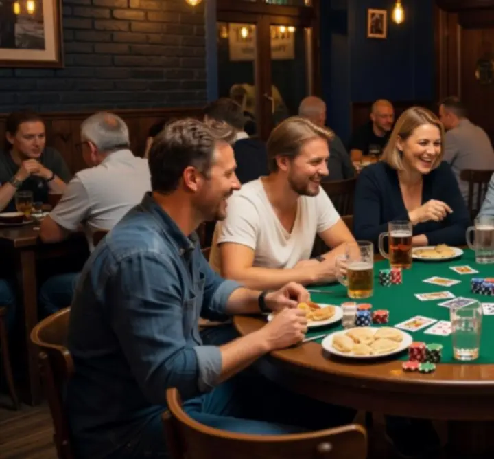Zadowoleni goście podczas wieczoru pokerowego